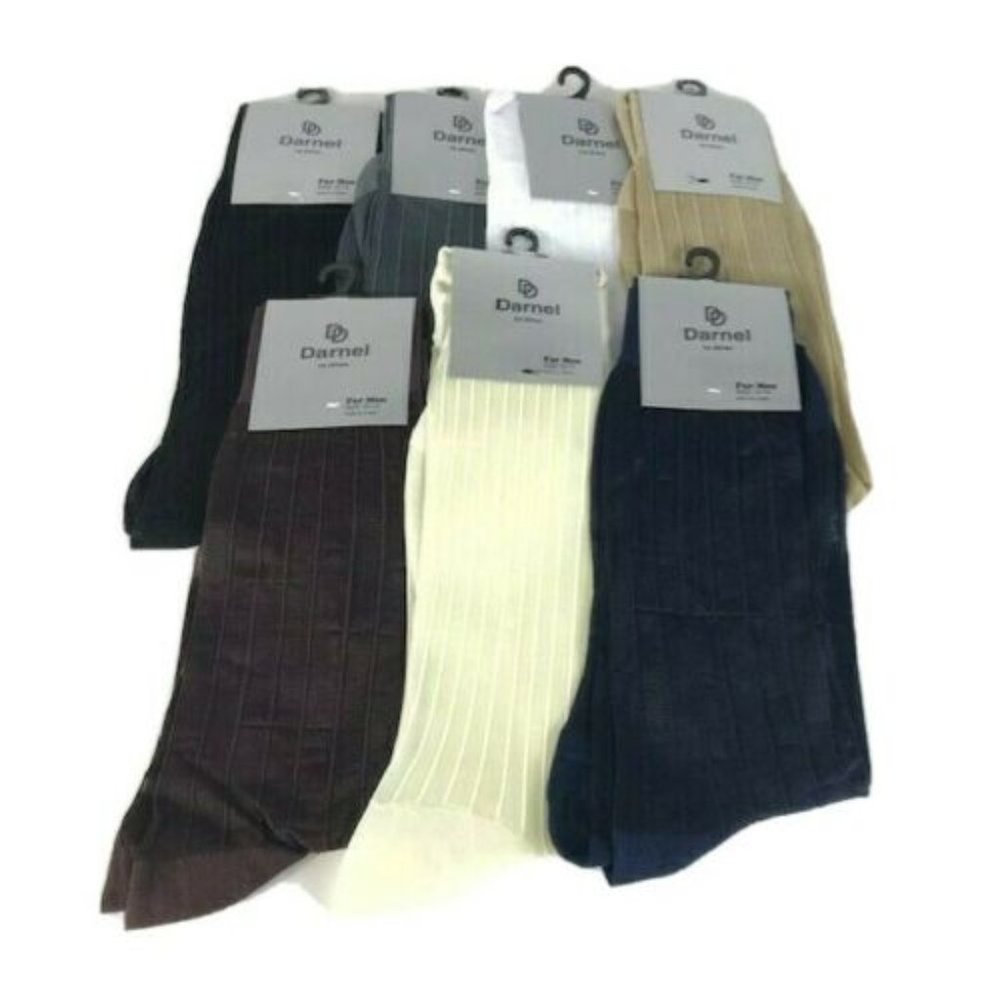 Darnel Men's Sheer Dress Socks Assorted Colors Mid-Calf Striped Shoe Size 10 -13